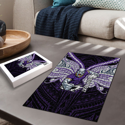 Custom Melbourne Storm Puzzle Lightning Warrior Polynesia Islander Rugby Mascot