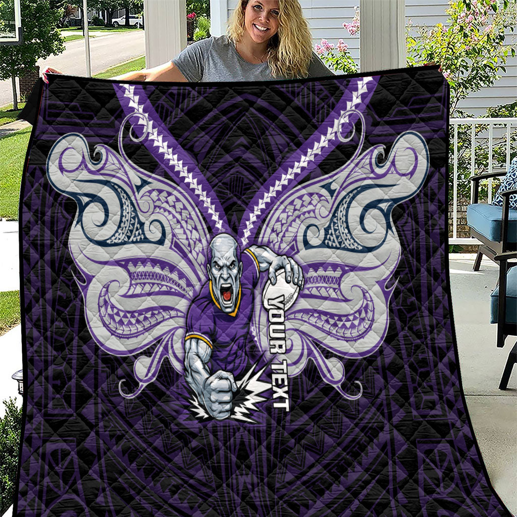 Custom Melbourne Storm Quilt Lightning Warrior Polynesia Islander Rugby Mascot