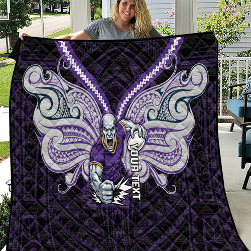 Custom Melbourne Storm Quilt Lightning Warrior Polynesia Islander Rugby Mascot