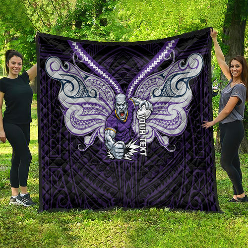 Custom Melbourne Storm Quilt Lightning Warrior Polynesia Islander Rugby Mascot