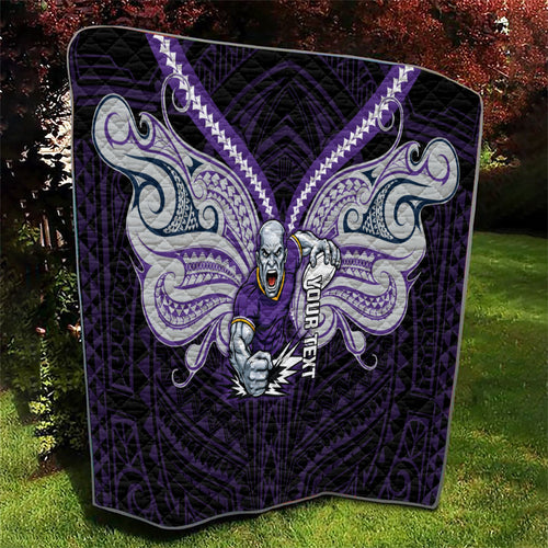 Custom Melbourne Storm Quilt Lightning Warrior Polynesia Islander Rugby Mascot