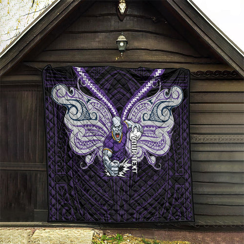 Custom Melbourne Storm Quilt Lightning Warrior Polynesia Islander Rugby Mascot