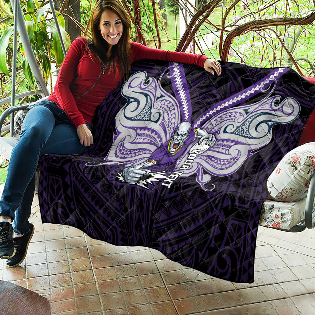 Custom Melbourne Storm Quilt Lightning Warrior Polynesia Islander Rugby Mascot