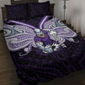 Custom Melbourne Storm Quilt Bed Set Lightning Warrior Polynesia Islander Rugby Mascot