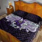 Custom Melbourne Storm Quilt Bed Set Lightning Warrior Polynesia Islander Rugby Mascot