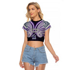 Custom Melbourne Storm Raglan Cropped T Shirt Lightning Warrior Polynesia Islander Rugby Mascot