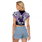 Custom Melbourne Storm Raglan Cropped T Shirt Lightning Warrior Polynesia Islander Rugby Mascot