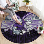 Custom Melbourne Storm Round Carpet Lightning Warrior Polynesia Islander Rugby Mascot