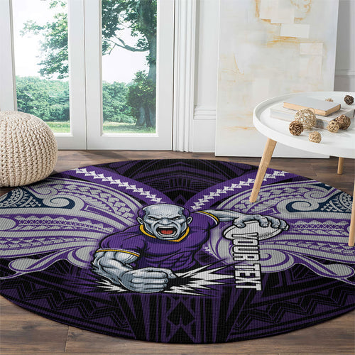Custom Melbourne Storm Round Carpet Lightning Warrior Polynesia Islander Rugby Mascot