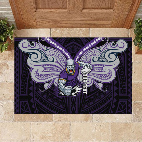 Custom Melbourne Storm Rubber Doormat Lightning Warrior Polynesia Islander Rugby Mascot