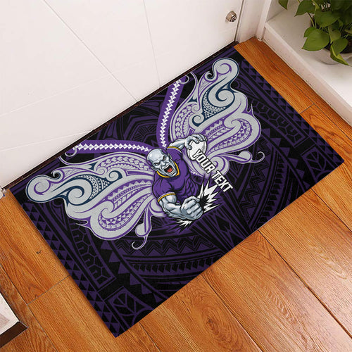 Custom Melbourne Storm Rubber Doormat Lightning Warrior Polynesia Islander Rugby Mascot