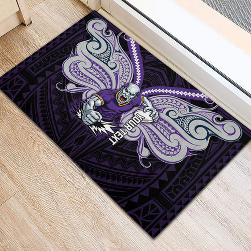 Custom Melbourne Storm Rubber Doormat Lightning Warrior Polynesia Islander Rugby Mascot