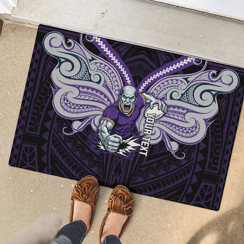 Custom Melbourne Storm Rubber Doormat Lightning Warrior Polynesia Islander Rugby Mascot