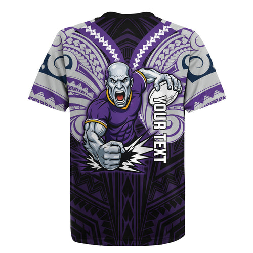 Custom Melbourne Storm Rugby Jersey Lightning Warrior Polynesia Islander Rugby Mascot
