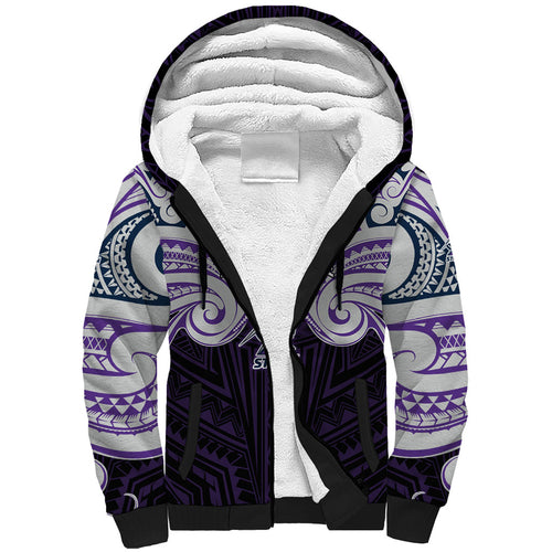 Custom Melbourne Storm Sherpa Hoodie Lightning Warrior Polynesia Islander Rugby Mascot