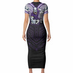 Custom Melbourne Storm Short Sleeve Bodycon Dress Lightning Warrior Polynesia Islander Rugby Mascot