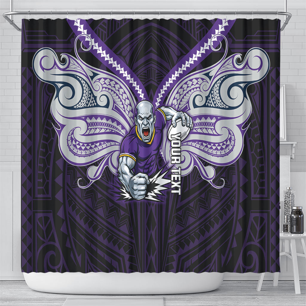 Custom Melbourne Storm Shower Curtain Lightning Warrior Polynesia Islander Rugby Mascot