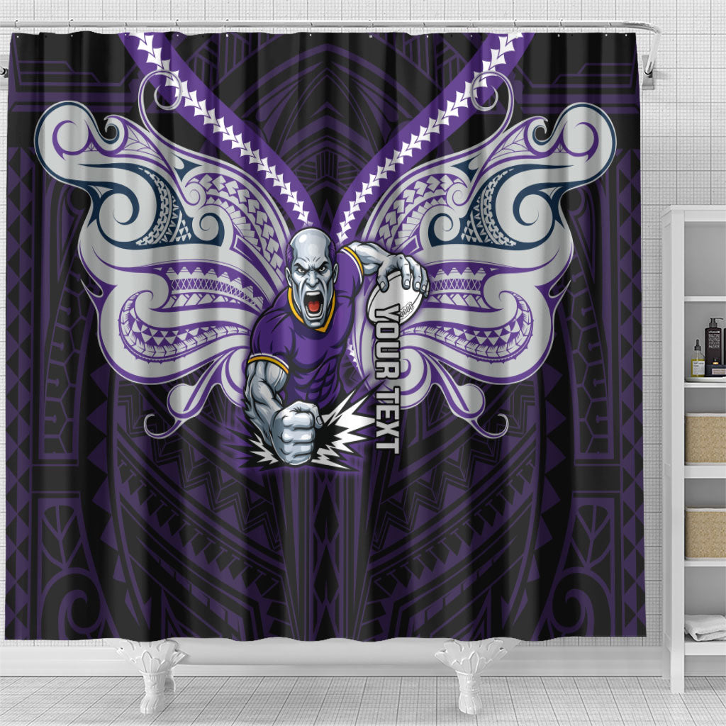 Custom Melbourne Storm Shower Curtain Lightning Warrior Polynesia Islander Rugby Mascot