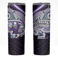 Custom Melbourne Storm Skinny Tumbler Lightning Warrior Polynesia Islander Rugby Mascot