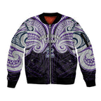Custom Melbourne Storm Sleeve Zip Bomber Jacket Lightning Warrior Polynesia Islander Rugby Mascot