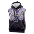 Custom Melbourne Storm Sleeveless Hoodie Lightning Warrior Polynesia Islander Rugby Mascot