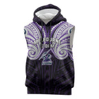 Custom Melbourne Storm Sleeveless Hoodie Lightning Warrior Polynesia Islander Rugby Mascot
