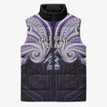Custom Melbourne Storm Sleeveless Puffer Jacket Lightning Warrior Polynesia Islander Rugby Mascot