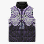 Custom Melbourne Storm Sleeveless Puffer Jacket Lightning Warrior Polynesia Islander Rugby Mascot