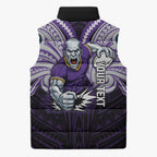Custom Melbourne Storm Sleeveless Puffer Jacket Lightning Warrior Polynesia Islander Rugby Mascot