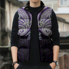 Custom Melbourne Storm Sleeveless Puffer Jacket Lightning Warrior Polynesia Islander Rugby Mascot