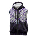 Custom Melbourne Storm Sleeveless Zip Hoodie Lightning Warrior Polynesia Islander Rugby Mascot