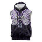 Custom Melbourne Storm Sleeveless Zip Hoodie Lightning Warrior Polynesia Islander Rugby Mascot