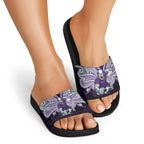 Custom Melbourne Storm Slide Sandals Lightning Warrior Polynesia Islander Rugby Mascot