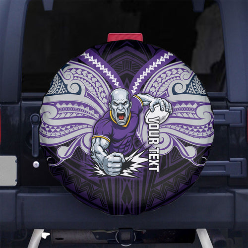 Custom Melbourne Storm Spare Tire Cover Lightning Warrior Polynesia Islander Rugby Mascot