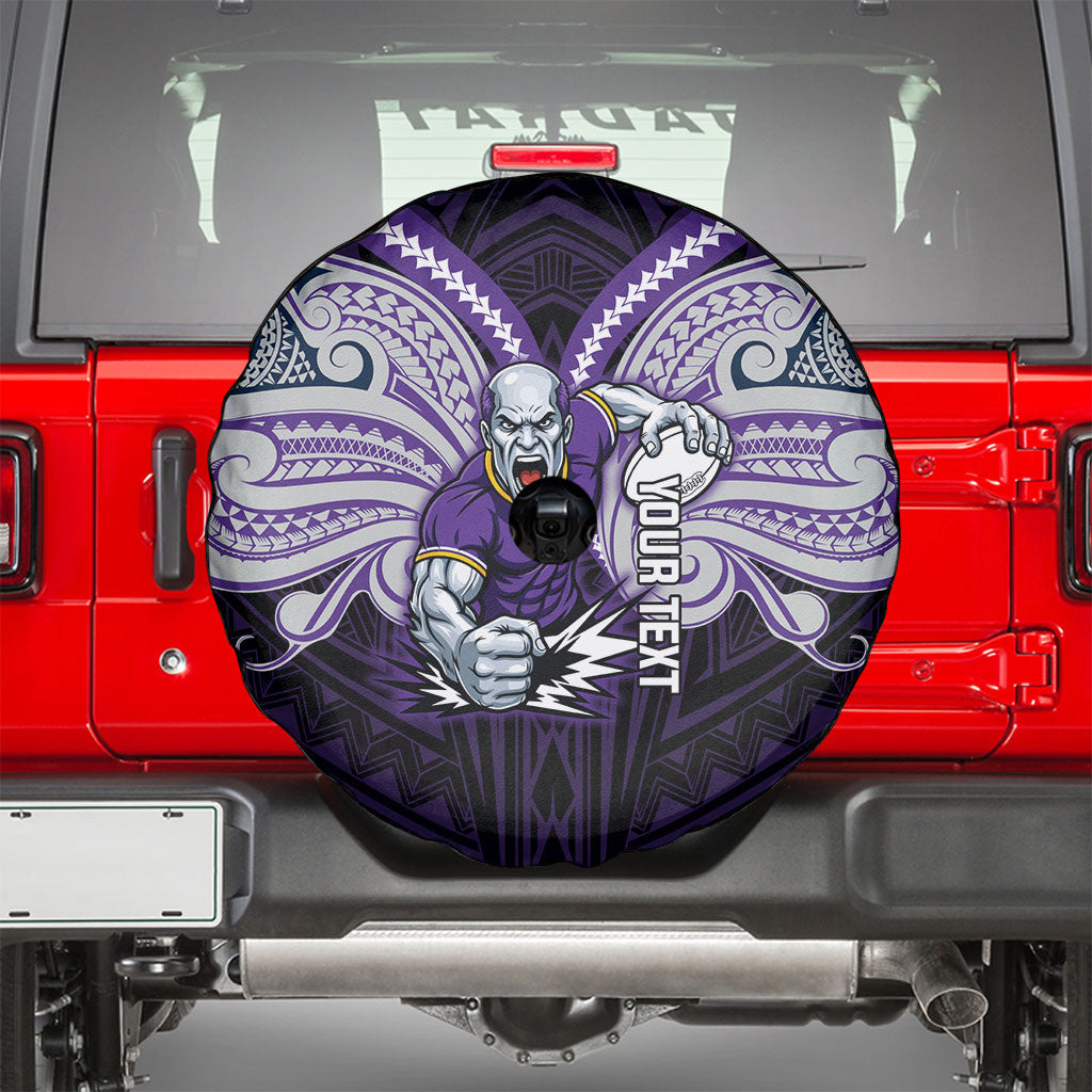 Custom Melbourne Storm Spare Tire Cover Lightning Warrior Polynesia Islander Rugby Mascot