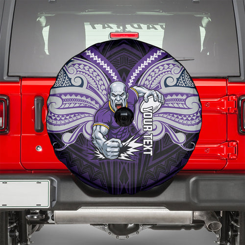 Custom Melbourne Storm Spare Tire Cover Lightning Warrior Polynesia Islander Rugby Mascot