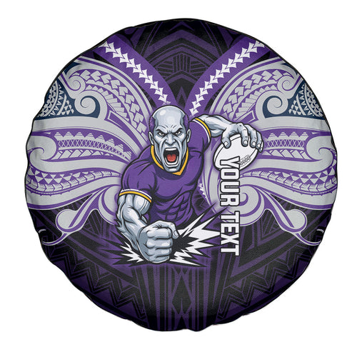 Custom Melbourne Storm Spare Tire Cover Lightning Warrior Polynesia Islander Rugby Mascot