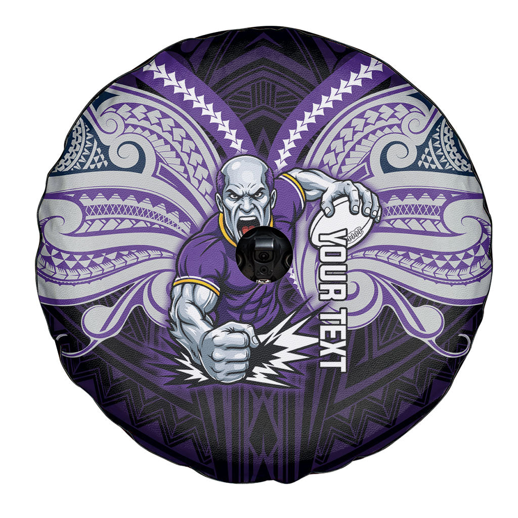 Custom Melbourne Storm Spare Tire Cover Lightning Warrior Polynesia Islander Rugby Mascot