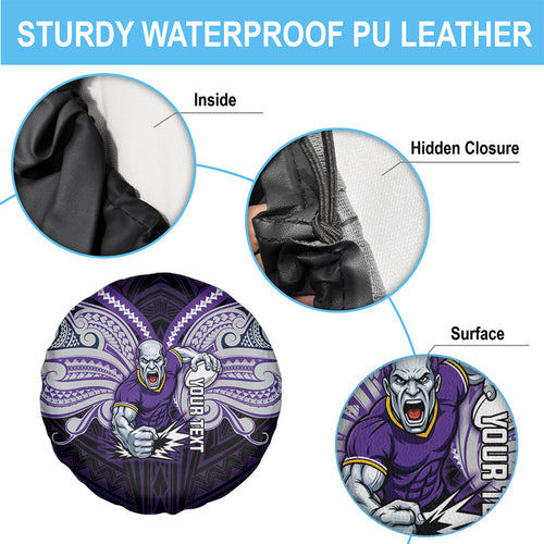 Custom Melbourne Storm Spare Tire Cover Lightning Warrior Polynesia Islander Rugby Mascot