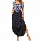 Custom Melbourne Storm Summer Maxi Dress Lightning Warrior Polynesia Islander Rugby Mascot