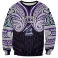 Custom Melbourne Storm Sweatshirt Lightning Warrior Polynesia Islander Rugby Mascot
