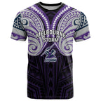 Custom Melbourne Storm T Shirt Lightning Warrior Polynesia Islander Rugby Mascot
