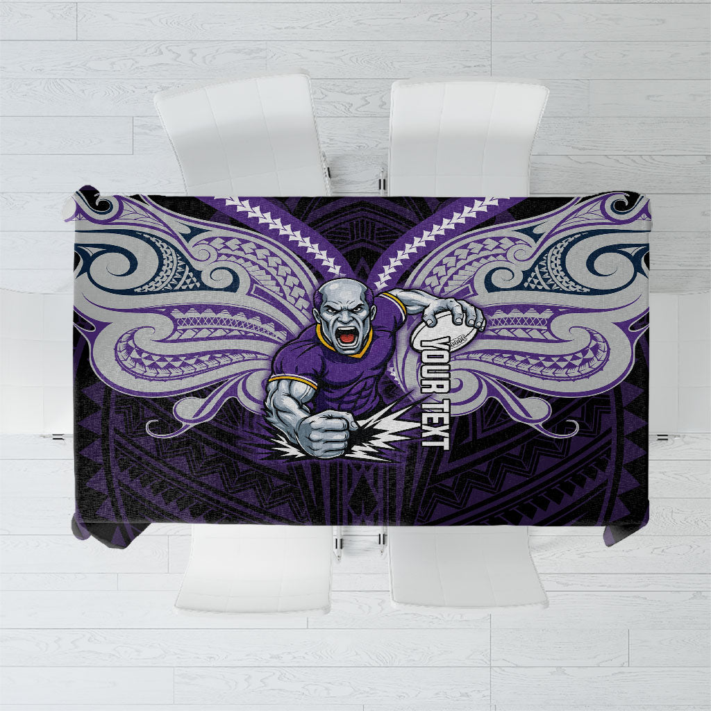 Custom Melbourne Storm Tablecloth Lightning Warrior Polynesia Islander Rugby Mascot