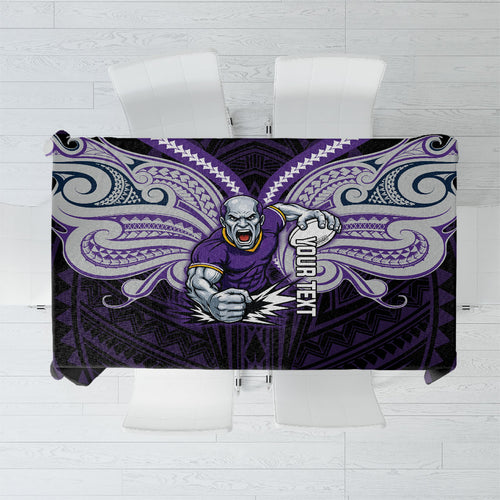 Custom Melbourne Storm Tablecloth Lightning Warrior Polynesia Islander Rugby Mascot