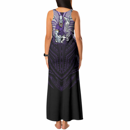 Custom Melbourne Storm Tank Maxi Dress Lightning Warrior Polynesia Islander Rugby Mascot