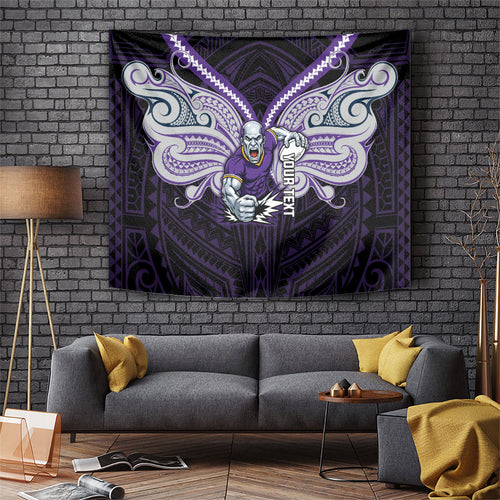 Custom Melbourne Storm Tapestry Lightning Warrior Polynesia Islander Rugby Mascot