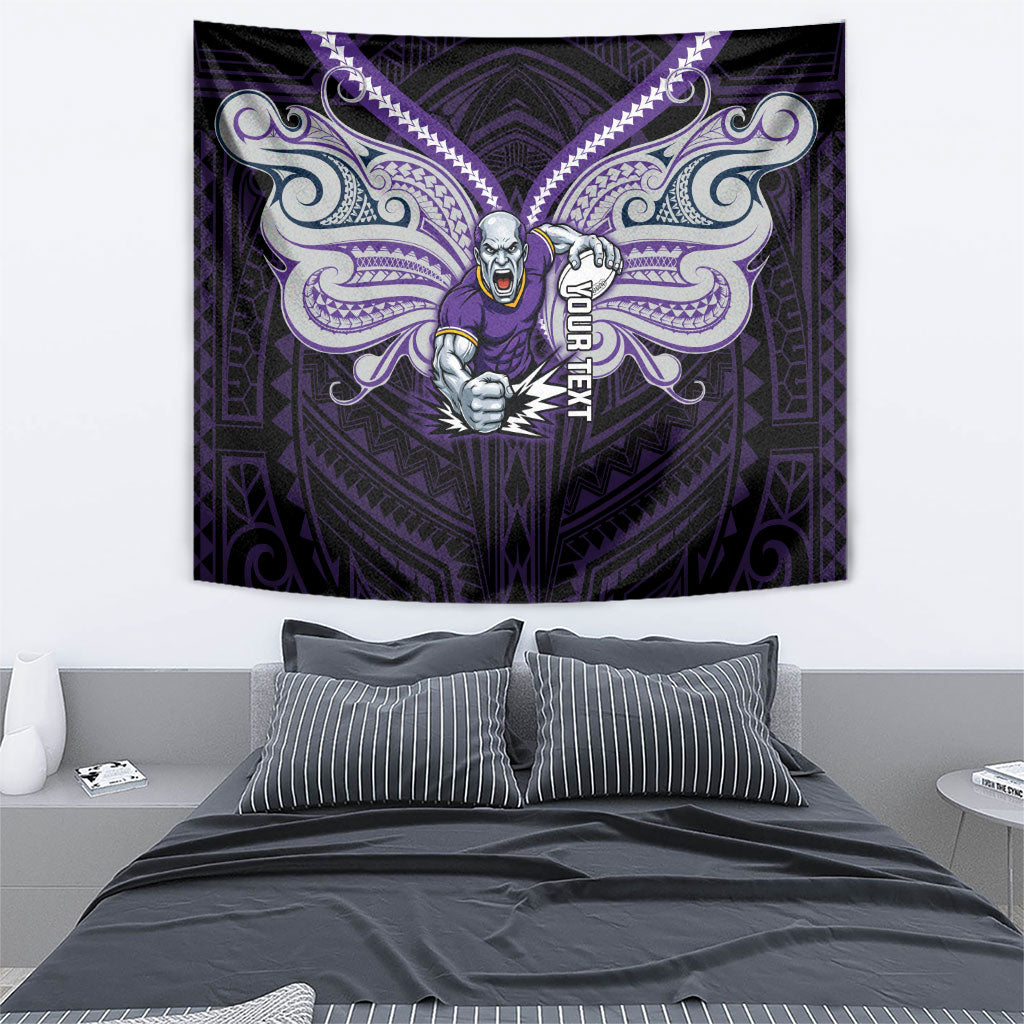 Custom Melbourne Storm Tapestry Lightning Warrior Polynesia Islander Rugby Mascot