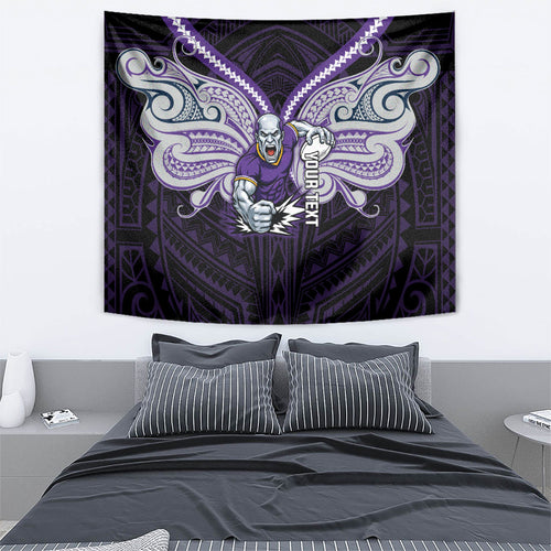 Custom Melbourne Storm Tapestry Lightning Warrior Polynesia Islander Rugby Mascot