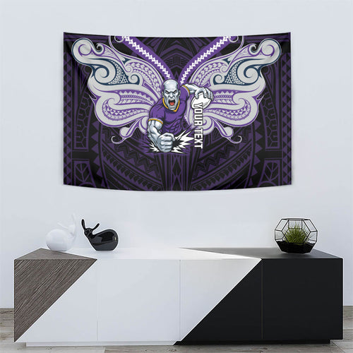 Custom Melbourne Storm Tapestry Lightning Warrior Polynesia Islander Rugby Mascot