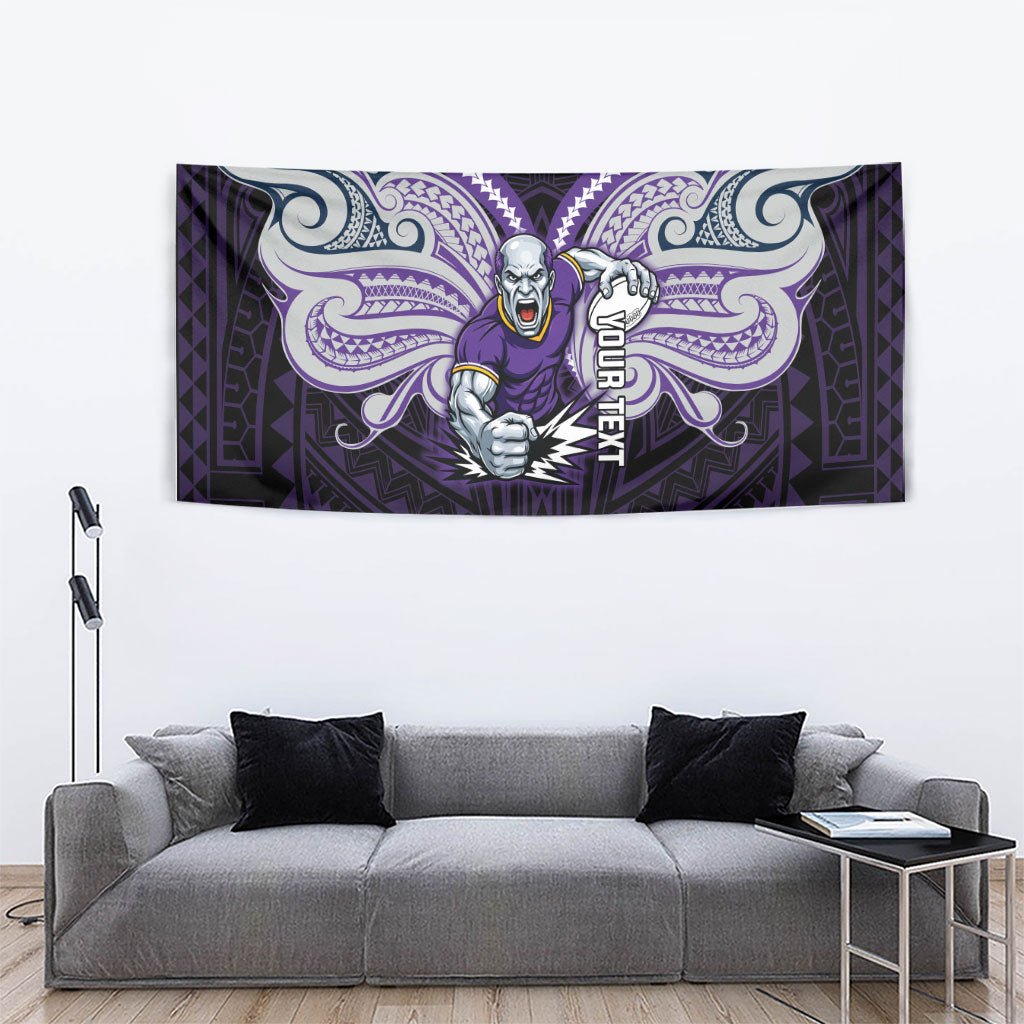 Custom Melbourne Storm Tapestry Lightning Warrior Polynesia Islander Rugby Mascot